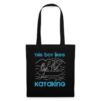Un garçon aime le kayak Sports nautiques Le kayak - Sac en tissu - noir - Devant