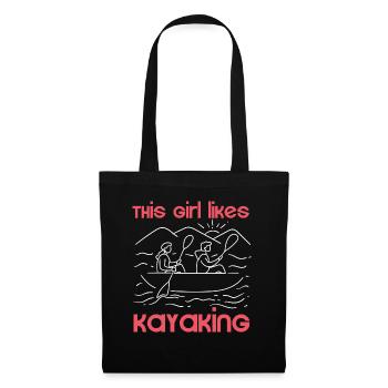 Une fille aime le kayak, les sports nautiques, le - Sac en tissu - noir - Devant