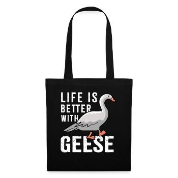 La vie avec les oies, mignon oiseau ironique - Sac en tissu - noir - Devant