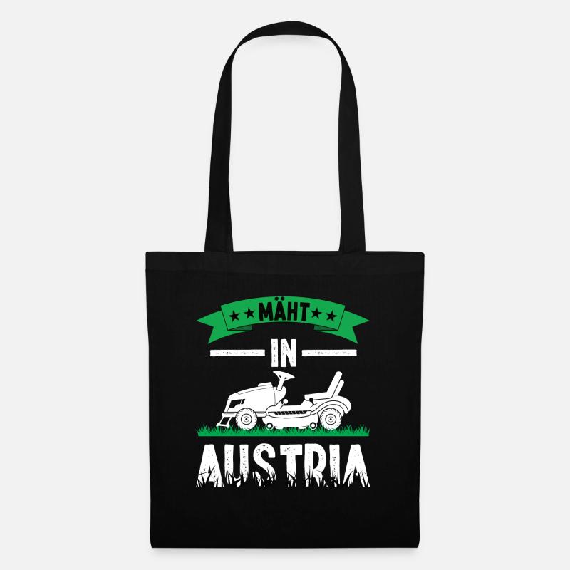 Mäht in Austria Herzschlag Rasenmähen Garten - Stoffbeutel - Schwarz