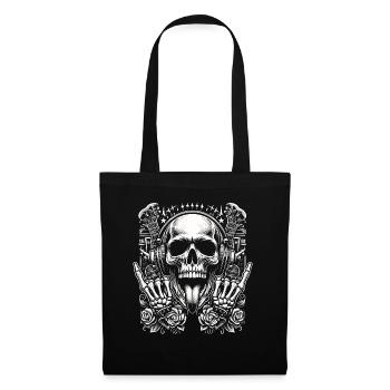 Tête de mort rocker - Sac en tissu - noir - Devant