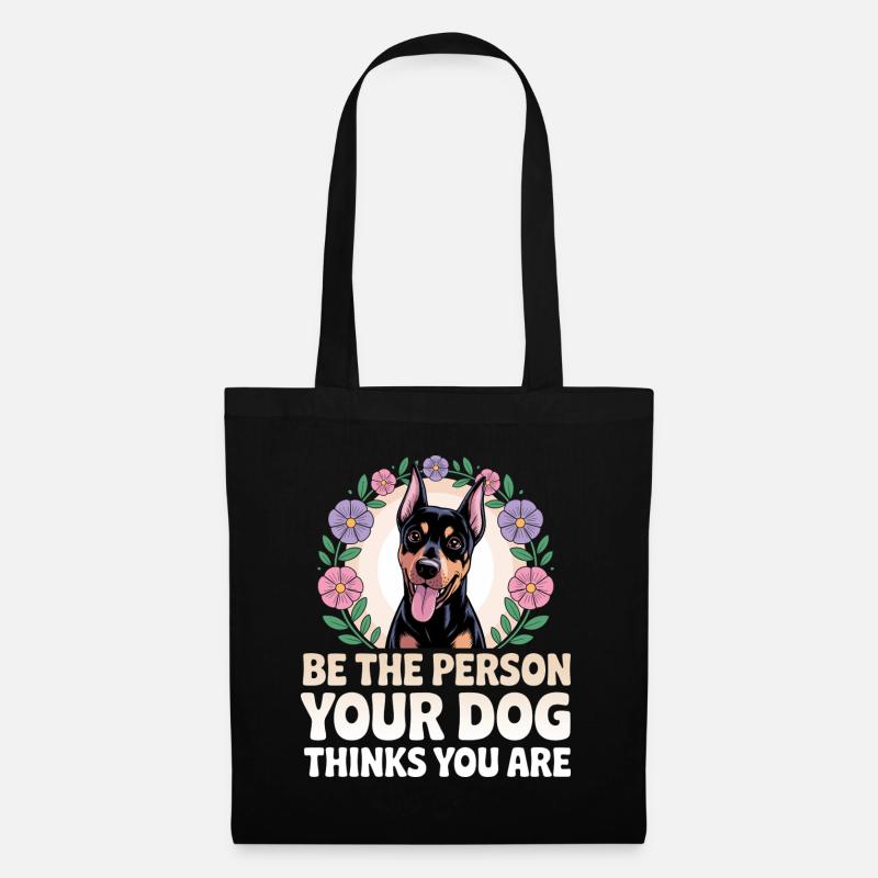Humor Hund Dobermann Frau - Stoffbeutel - Schwarz