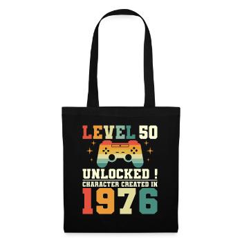 Humor Geek Level 50 Jahre Gamer Geburtstag 1976 - Stoffbeutel - Schwarz - Vorne