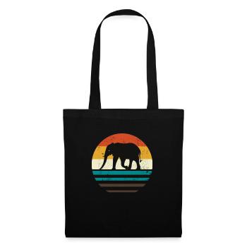 Elefant Retro - Stoffbeutel - Schwarz - Vorne