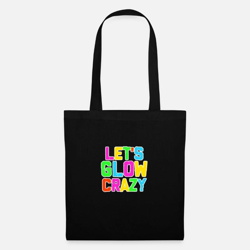 Glow Neon Party Fest Leuchten Crazy Geschenk - Stoffbeutel - Schwarz