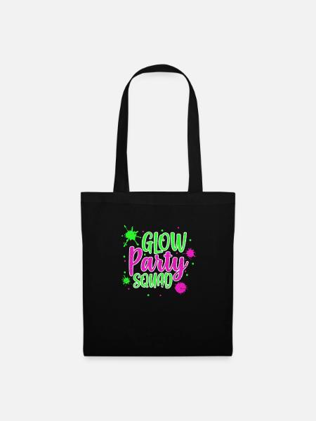 Glow Neon Party Squad Fest Leuchten Geschenk - Stoffbeutel - Schwarz