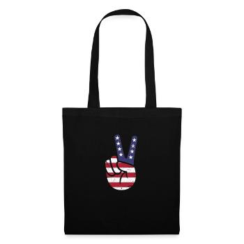 Amerika Frieden Peace Peacezeichen Geschenk - Stoffbeutel - Schwarz - Vorne