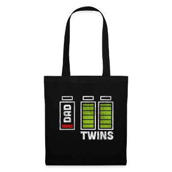 Zwillinge Vater Batwerie Geschenk Dad Twins - Stoffbeutel - Schwarz - Vorne