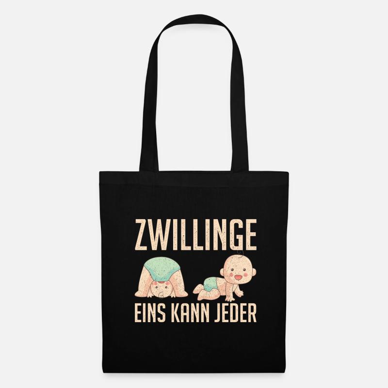 ZWILLINGE EINS KANN JEDER! Stolzer Papa Zwillingen - Stoffbeutel - Schwarz