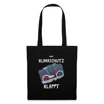 Damit Klimaschutz klappt mit dem Klapprad 20 Zoll. - Stoffbeutel - Schwarz - Vorne