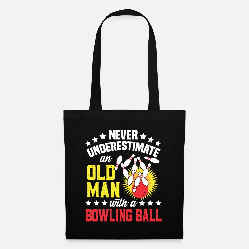 Bowling Old Man Lustige Geburtstagsgeschenk Bowler - Stoffbeutel - Schwarz