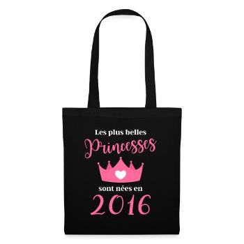 née en 2016 cadeau anniversaire fille 6 ans - Sac en tissu - noir - Devant
