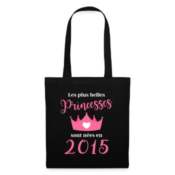 née en 2015 cadeau anniversaire fille 7 ans - Sac en tissu - noir - Devant