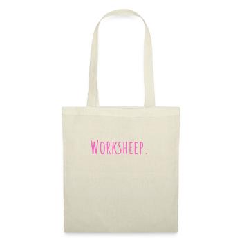 Arbeitsschaf, Worksheep, lustige Geschenkidee - Stoffbeutel - Natur - Vorne