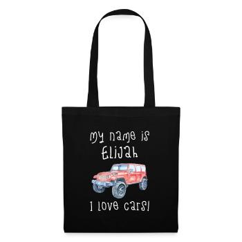 Mein Name Ist Elijah. Ich Liebe Autos. Lustiges - Stoffbeutel - Schwarz - Vorne