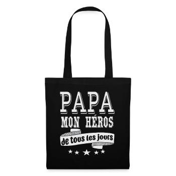 Idee Cadeau Papa Mon Héros De Tous Les Jours - Sac en tissu - noir - Devant