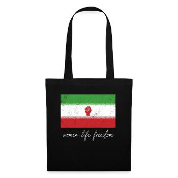 Iranische Flagge Frau mit Faust Unterstützung Frauen von - Stoffbeutel - Schwarz - Vorne