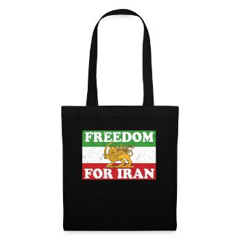 Iranische Löwenflagge FREIHEIT FÜR DEN IRAN Unterstützen Sie Frauen - Stoffbeutel - Schwarz - Vorne