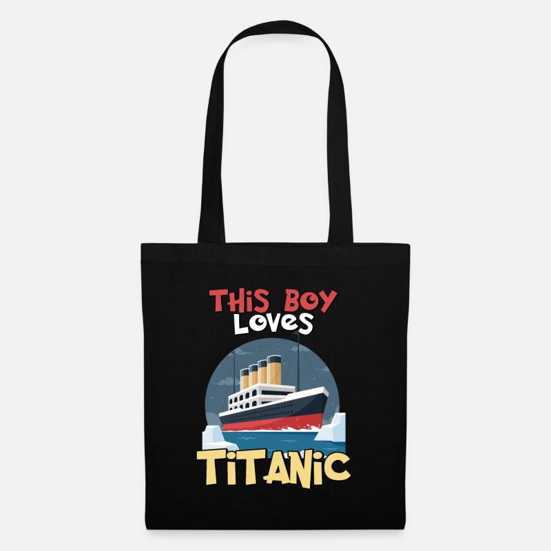 Titanic-Schiff, dieser Junge liebt die RMS Titanic - Stoffbeutel - Schwarz