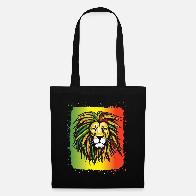 Rasta Lion Reggae Dreadlocks Farbe Rastafari Marmelade - Stoffbeutel - Schwarz