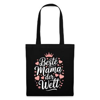 Beste Mama der Welt Herz Herzen Krone beste Mutter - Stoffbeutel - Schwarz - Vorne