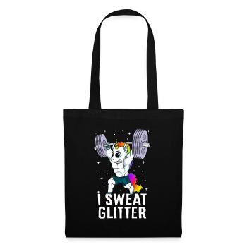 Je transpire l'haltérophilie licorne scintillant - Sac en tissu - noir - Devant