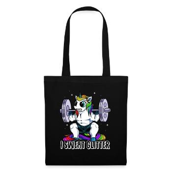 Je sue des paillettes licorne Haltérophilie - Sac en tissu - noir - Devant