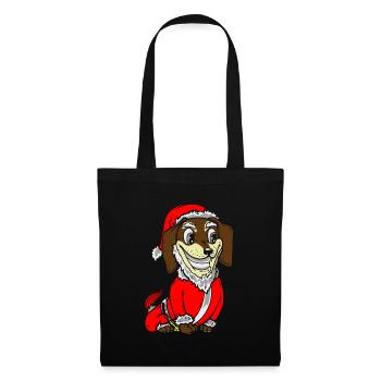Cadeau de chiot costume de Noël teckel - Sac en tissu - noir - Devant