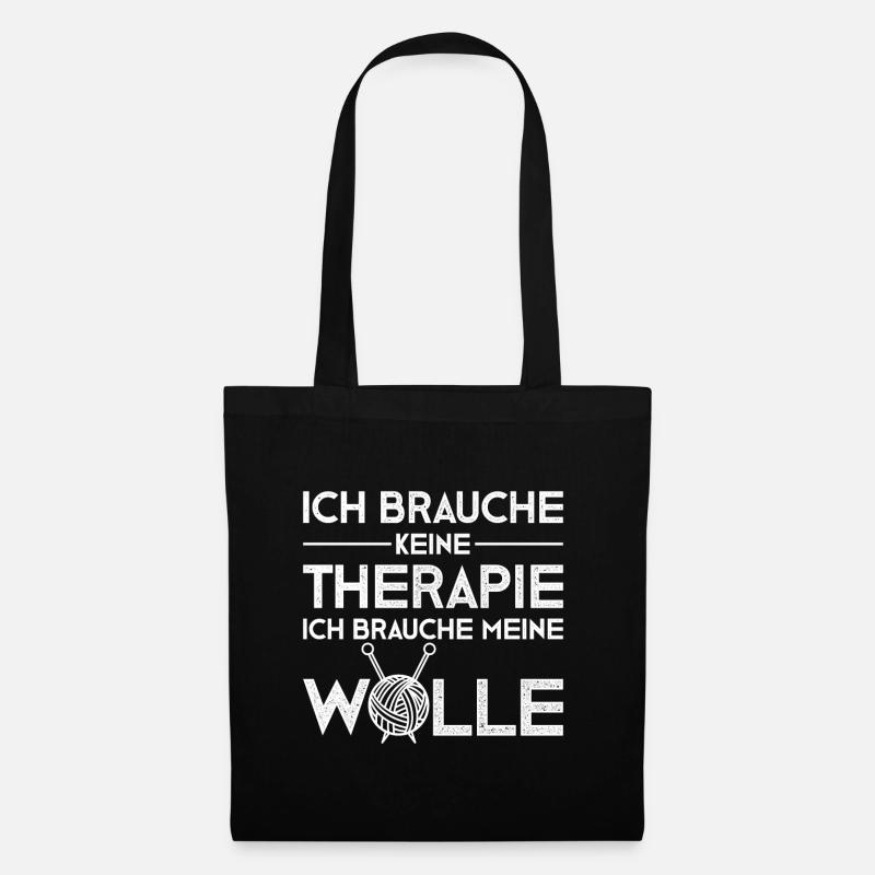 Witziger Strickerin Wolle Spruch - Stoffbeutel - Schwarz