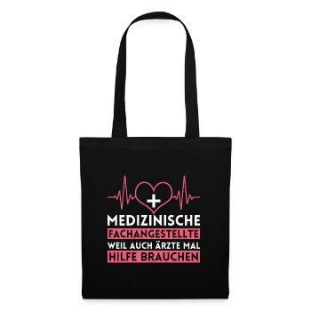 Arzthelferin MFA Herzschlag - Stoffbeutel - Schwarz - Vorne