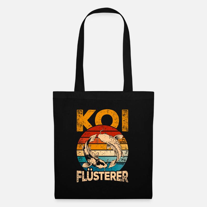 Retro Koi Karpfen - Stoffbeutel - Schwarz