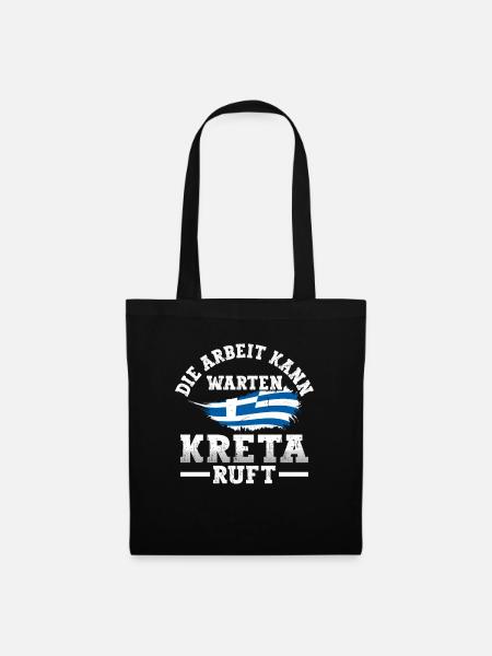 Die Arbeit kann warten Kreta Griechenland - Stoffbeutel - Schwarz