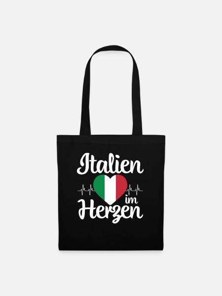 Italien Im Herzen Herzschlag - Stoffbeutel - Schwarz
