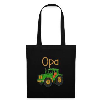 Opa Bauer Traktor Opa Enkel Partnerlook Familien - Stoffbeutel - Schwarz - Vorne