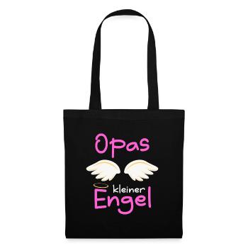 Opas kleiner Engel Enkelkind Opa Enkeltochter - Stoffbeutel - Schwarz - Vorne