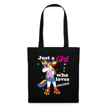 Licorne Roller Skate Style Vintage Années 80 - Sac en tissu - noir - Devant