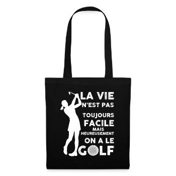 Joueuse De Golf Femme Golfeuse Humour Sport La Vie - Sac en tissu - noir - Devant