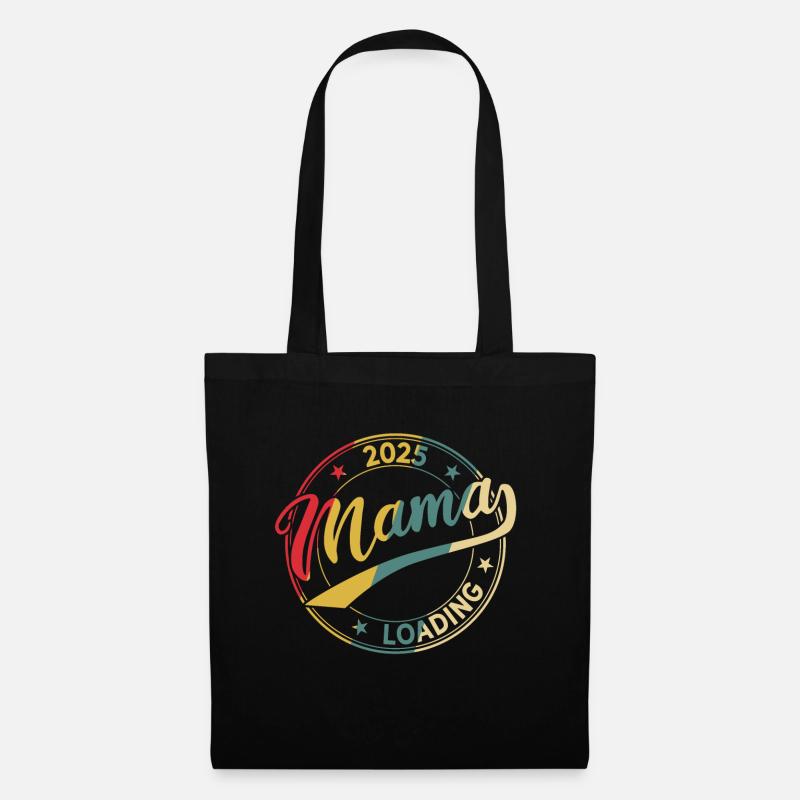Mama 2025 Loading Retro Werdende Mama 2025 - Stoffbeutel - Schwarz