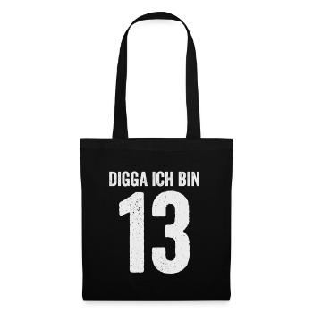 Digga I'm 13 Girl Boy 13th Birthday - Tote Bag - black - Front