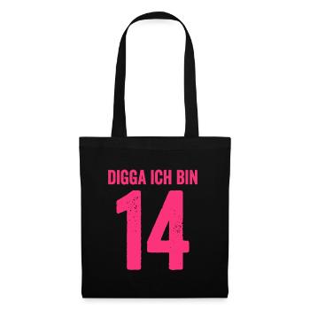 Digga Je suis 14 ans fille 14e anniversaire Dame - Sac en tissu - noir - Devant
