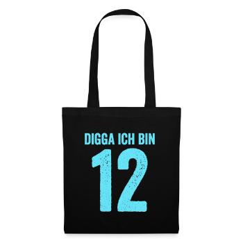 Blue Digga Je suis 12 ans garçon 12e anniversaire - Sac en tissu - noir - Devant