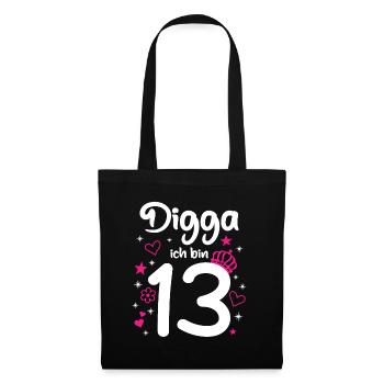 Pink Digga I'm 13 Girl 13th Birthday - Tote Bag - black - Front