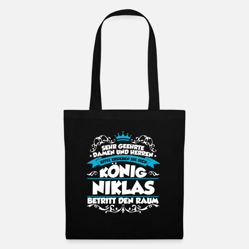Niklas Name Design - Stoffbeutel - Schwarz
