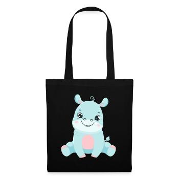 Hippo Famille Mère Bébé T-Shirt - Sac en tissu - noir - Devant