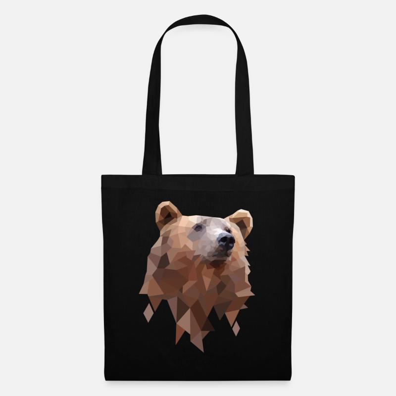 Polygon Bear Design - Bear Geometry Illustration - Tote Bag - black
