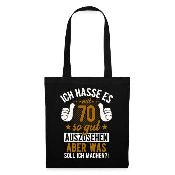70 Jahre Spruch lustig 70 Geburtstag Geschenk - Stoffbeutel - Schwarz - Vorne