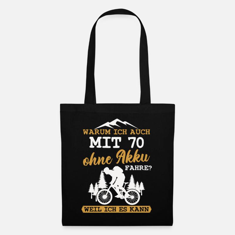 70 Geburtstag Radfahrer 70 Jahre Geschenk - Stoffbeutel - Schwarz