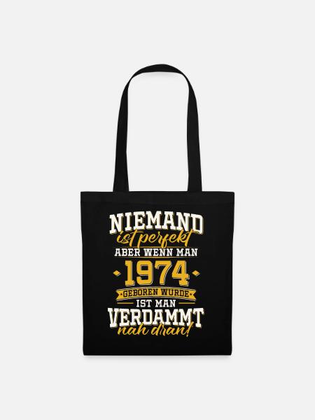 1974 Jahrgang geboren Geburtstag Geschenk - Stoffbeutel - Schwarz
