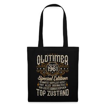 Oldtimer Baujahr Jahrgang 1961 Geburtstag Geschenk - Stoffbeutel - Schwarz - Vorne