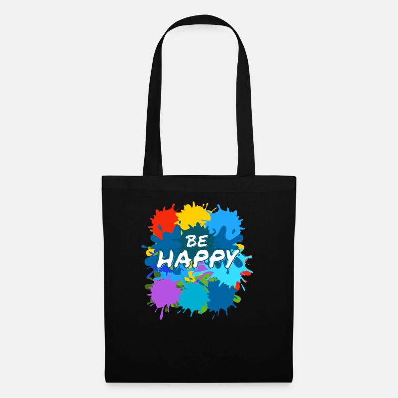 BE HAPPY colorful design - Stoffbeutel - Schwarz